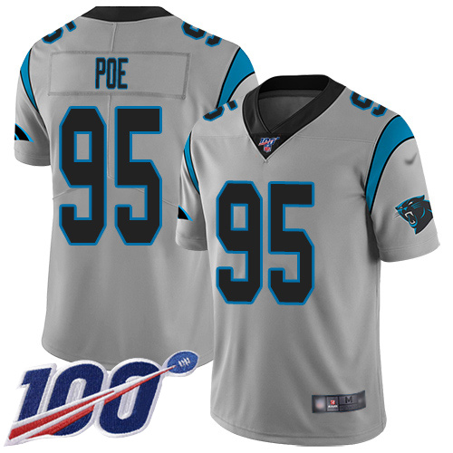 Carolina Panthers Limited Silver Youth Dontari Poe Jersey NFL Football 95 100th Season Inverted Legend